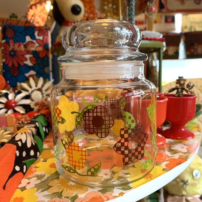 画像: Retoro flower glass canister