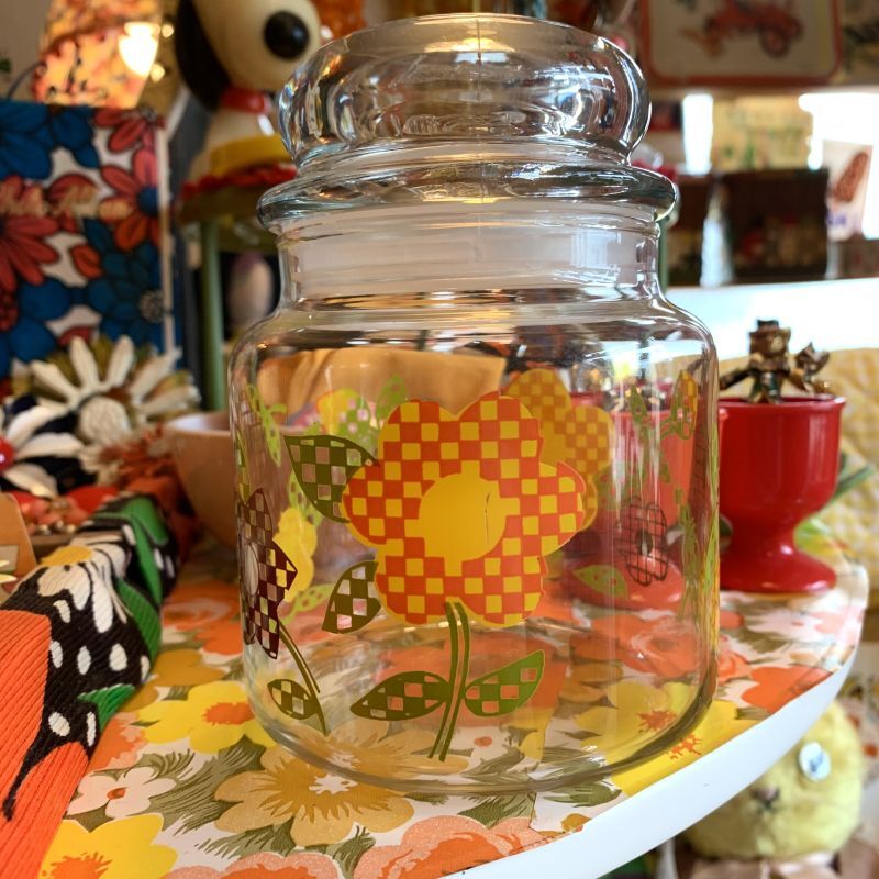 画像: Retoro flower glass canister