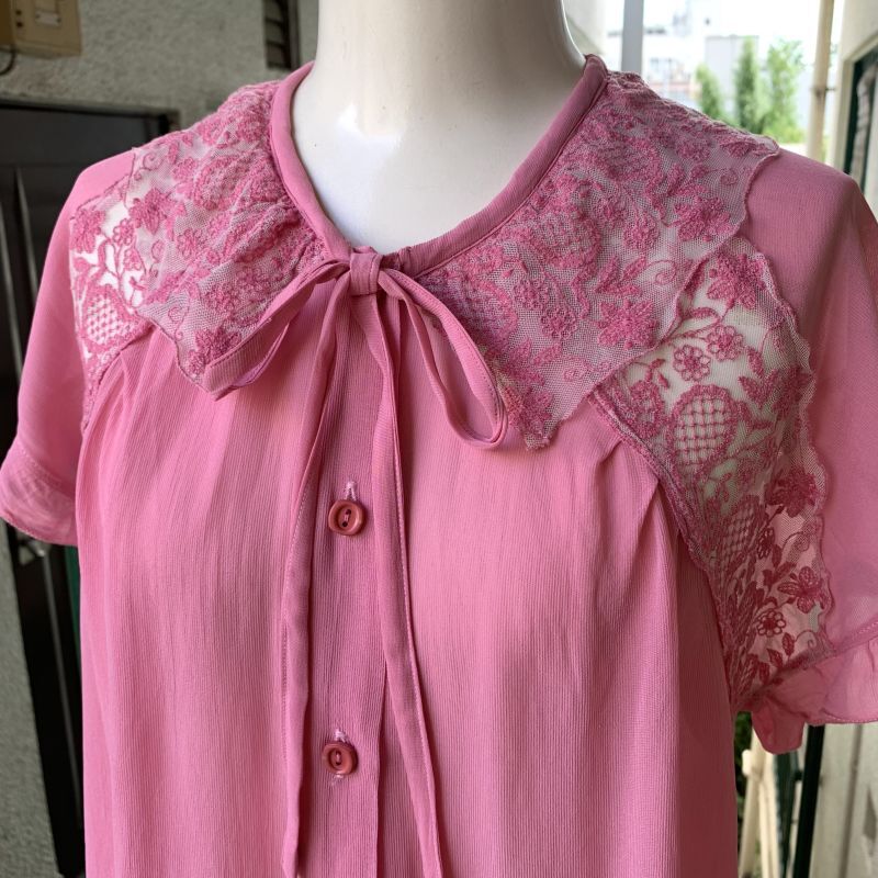 画像: (SALE)Vintage flower embroidery lace blouse