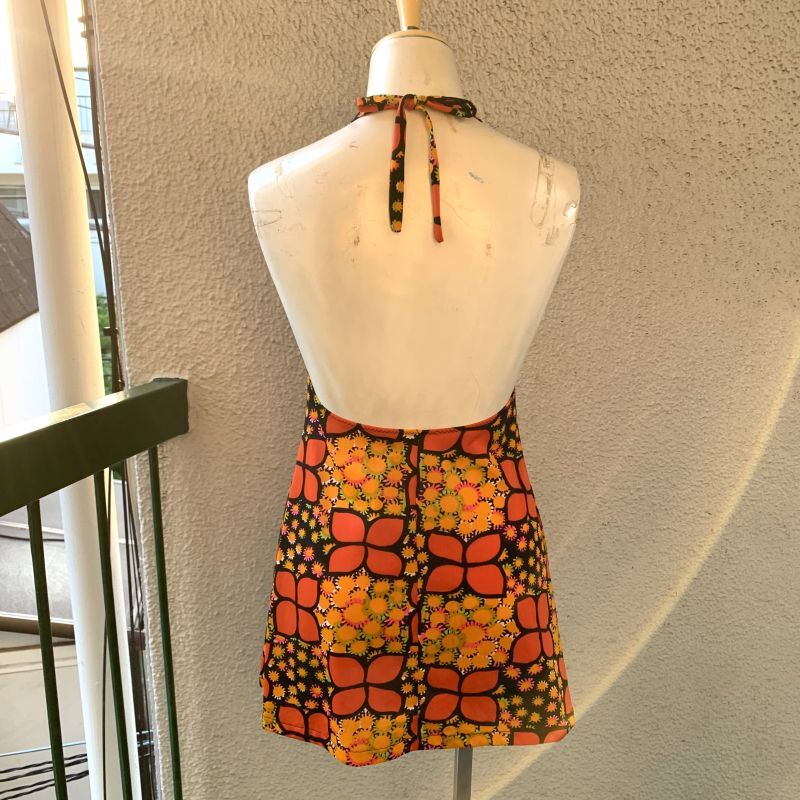 画像: (SALE)Vintage pop flower halter neck top