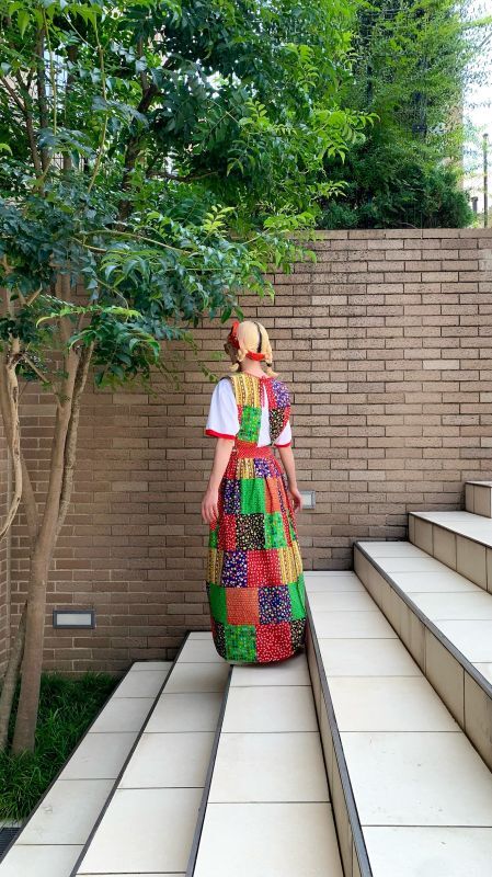 画像: 70'S patchwork printed apron dress