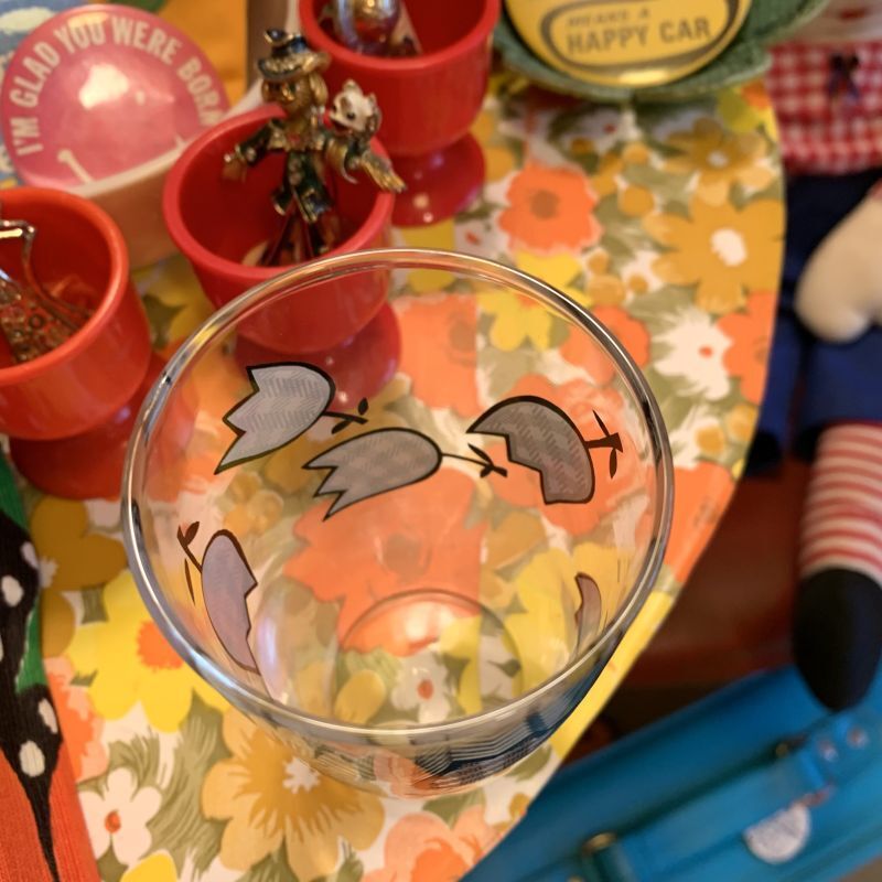 画像: BK/WH  gingham check tulip glass