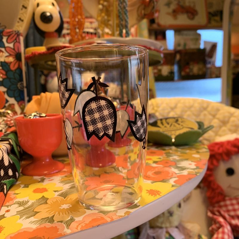 画像: BK/WH  gingham check tulip glass