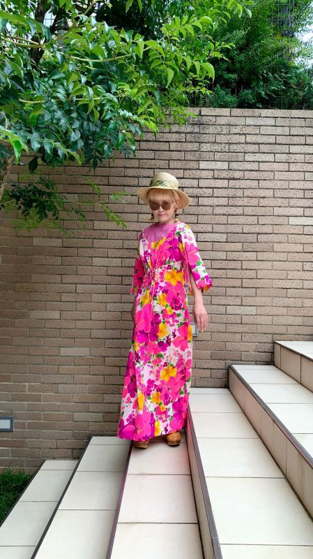 画像: (SALE)Vintage colorful flower Hawaiian dress