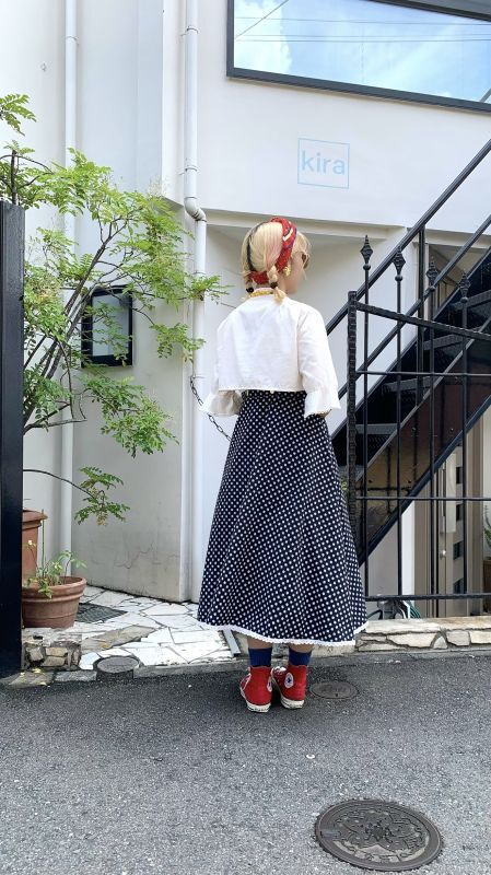 画像: Vintage clover pattern flower lace flare skirt