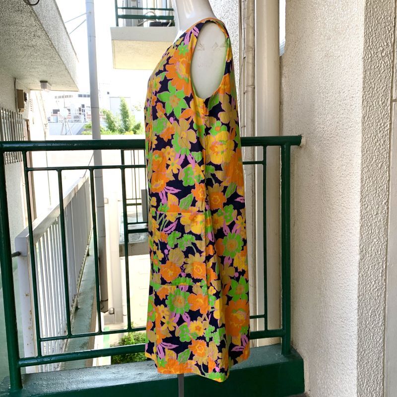 画像: (SALE)60'S Vintage flower pattern short jumpsuit