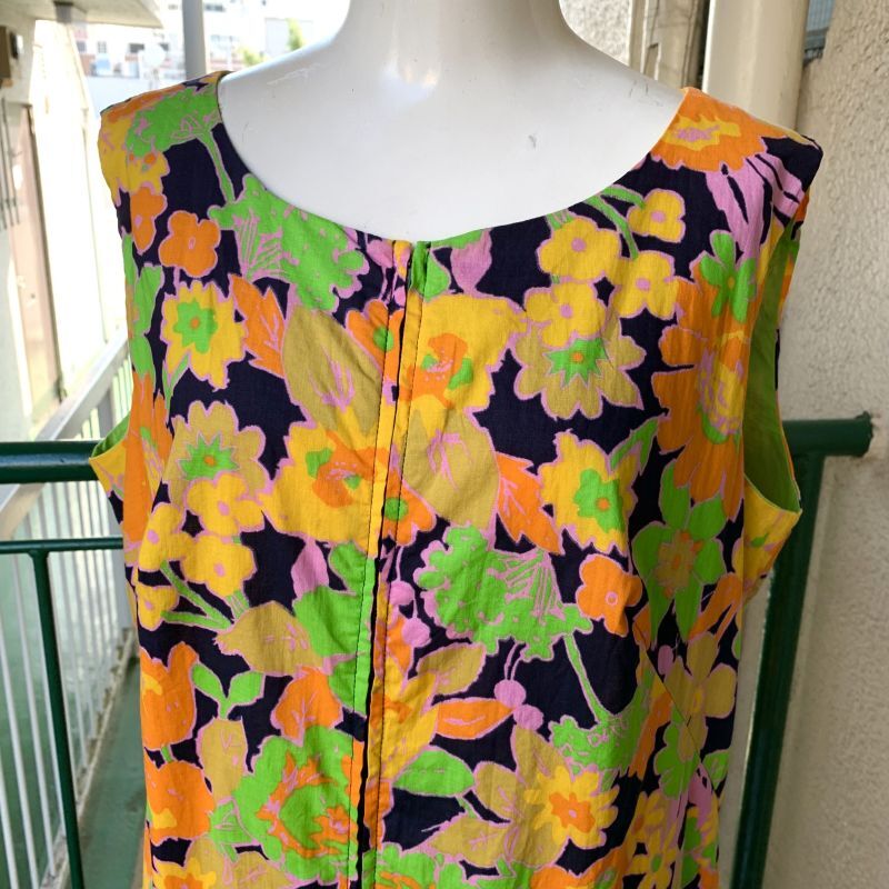 画像: (SALE)60'S Vintage flower pattern short jumpsuit