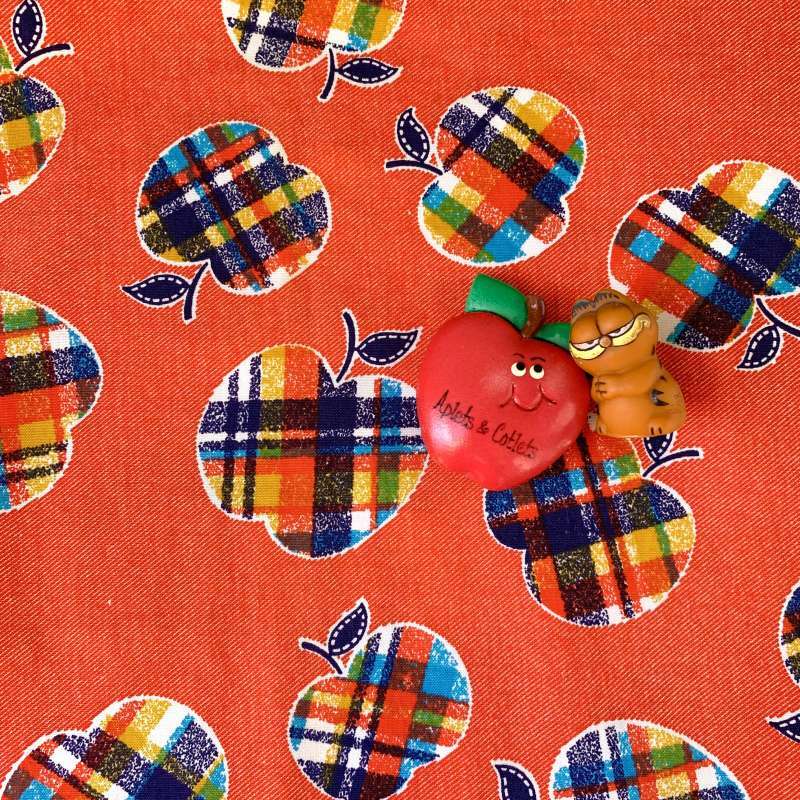 画像1: Vintage madras check apple cushion cover