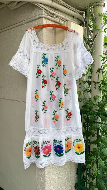 画像: Vintage flower embroidery 2way dress