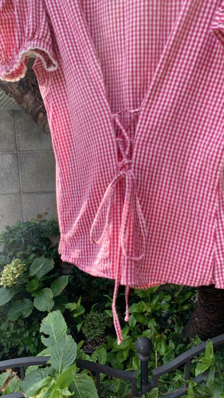 画像: (SALE) Vintage checkered tyrolean blouse