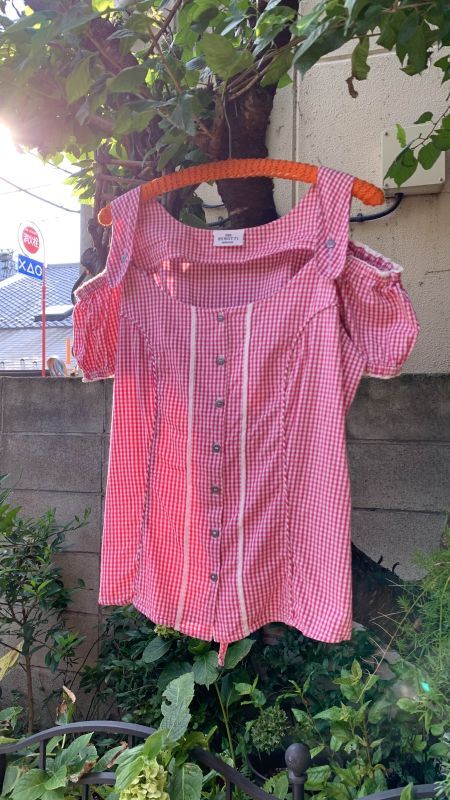 画像1: (SALE) Vintage checkered tyrolean blouse