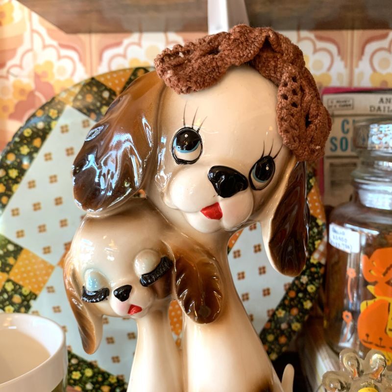 画像: Vintage ribbon decoration pair of dogs