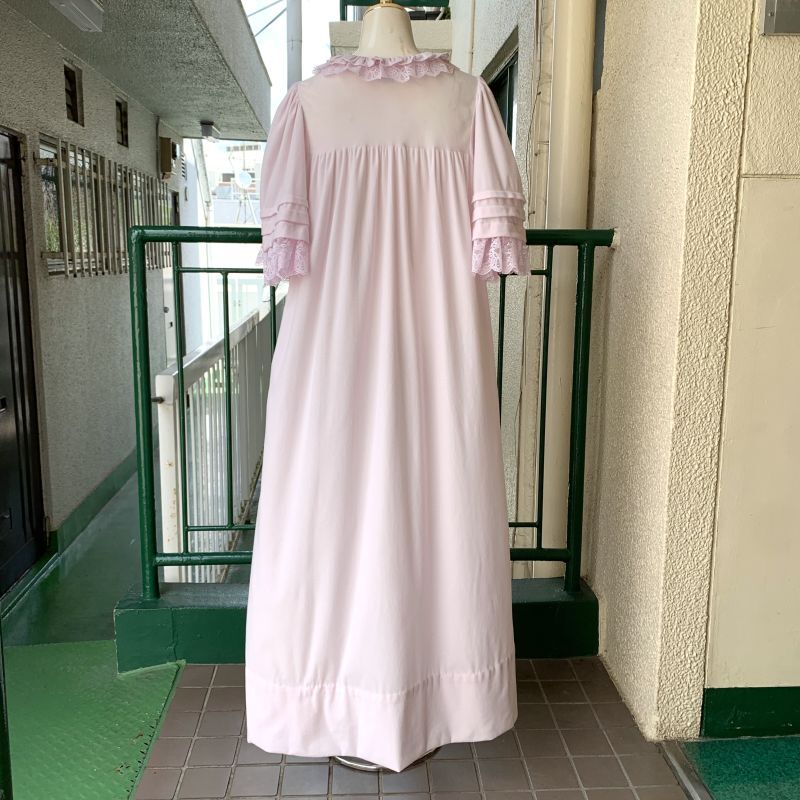 画像: Vintage flower lace cotton flannel neglige dress