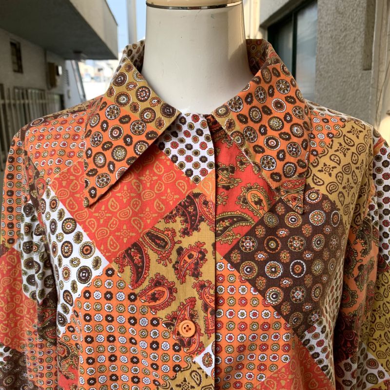 画像: Vintage patchwork printed cotton blouse