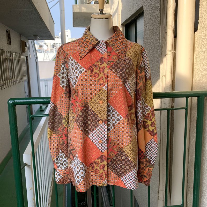 画像: Vintage patchwork printed cotton blouse