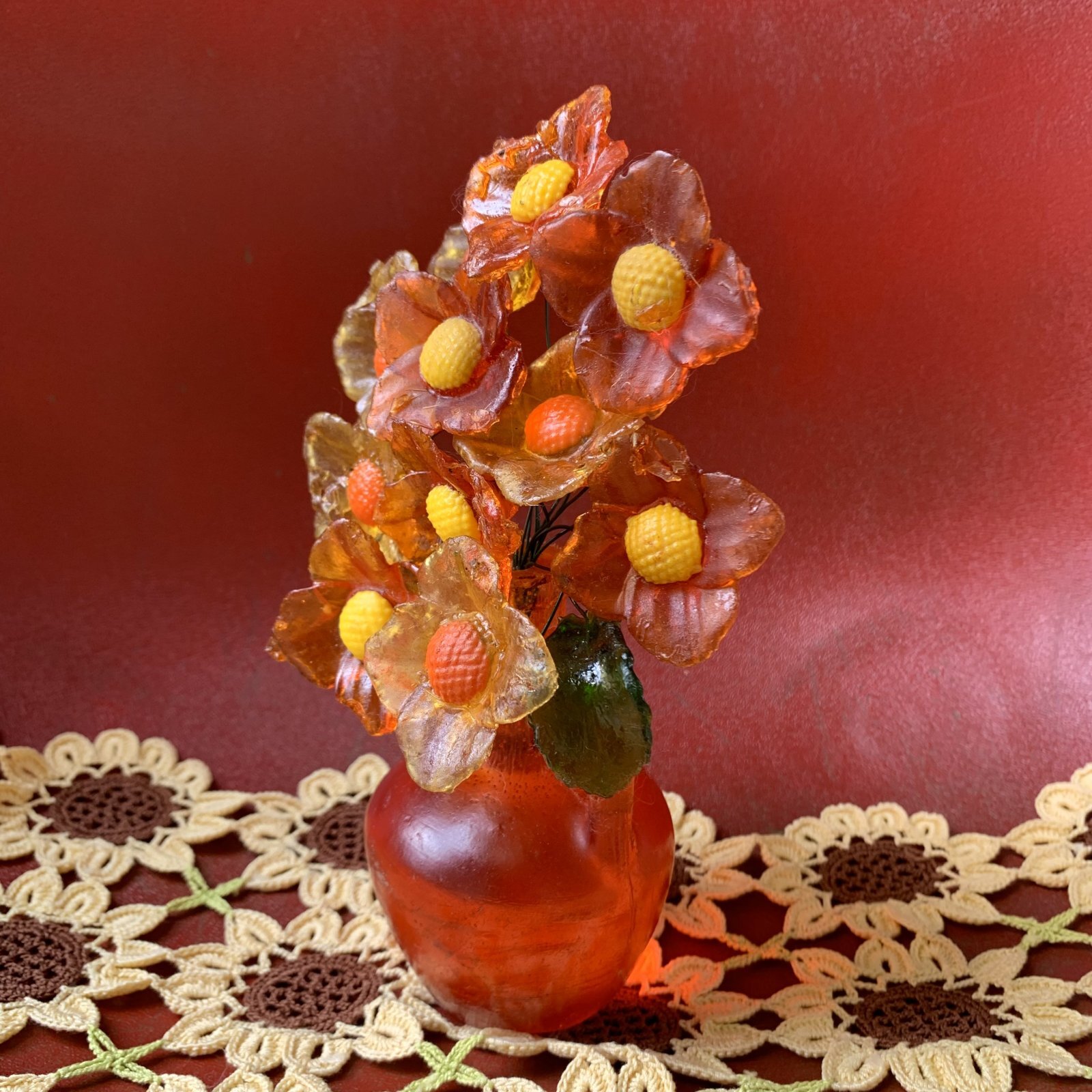 画像: 60'S Vintage or/ye lucite flower 