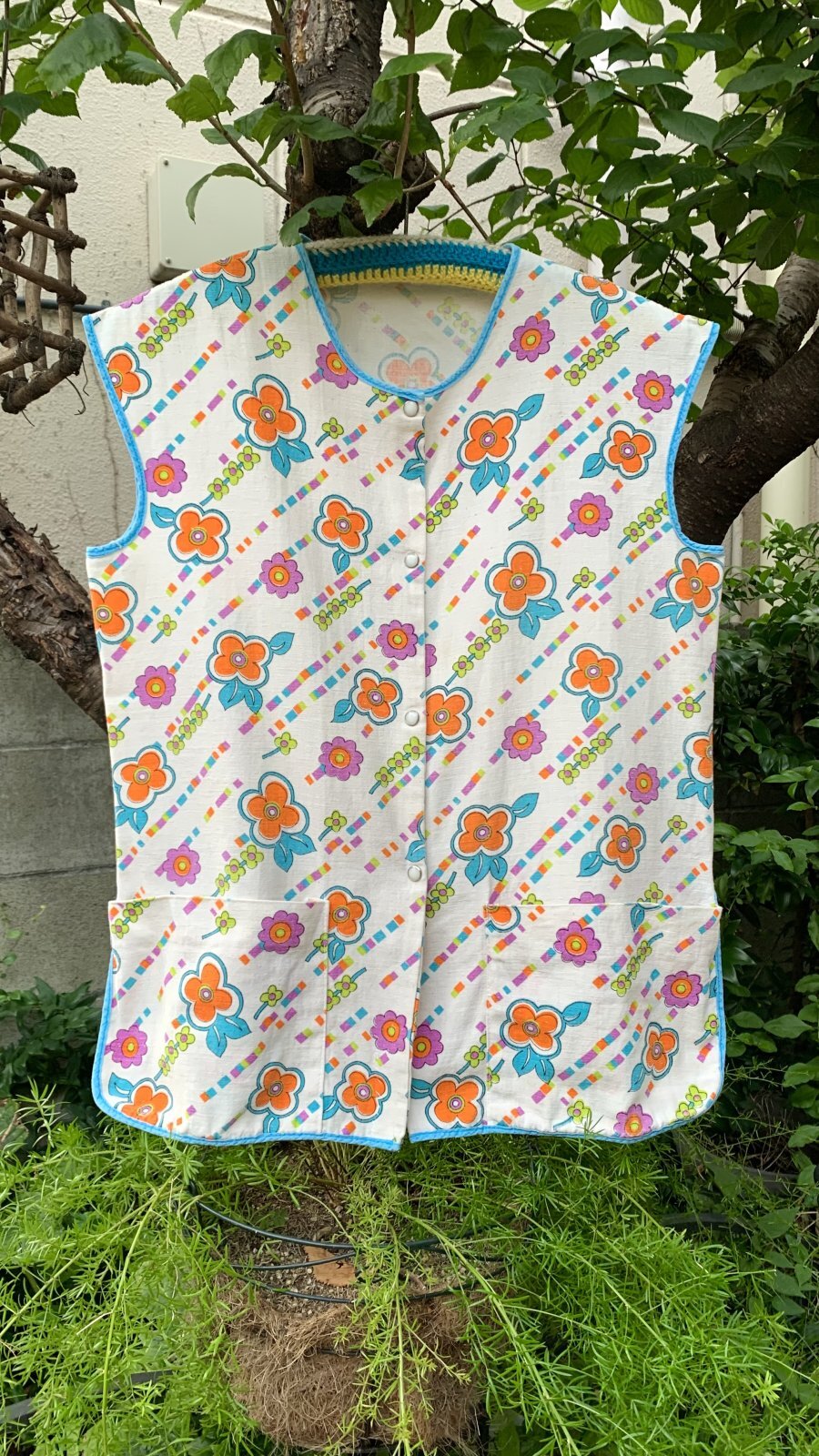 画像: Vintage flower printed apron top