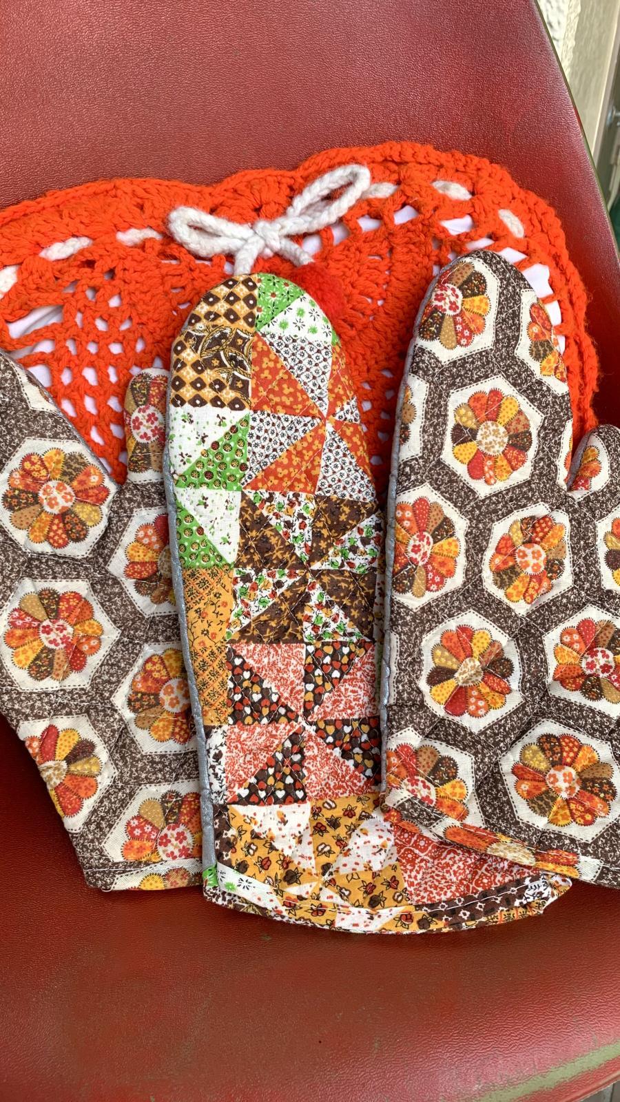 画像4: Vintage patchwork printed quilting mittens