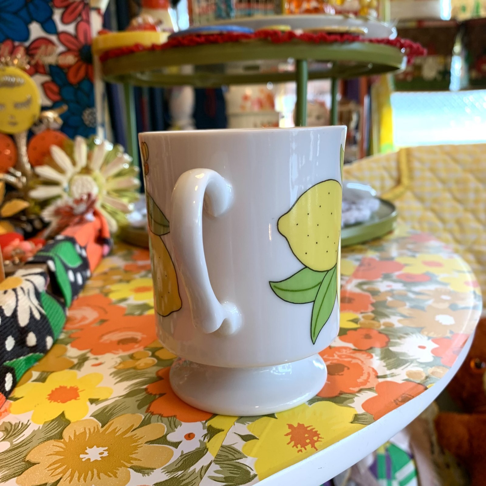 画像: Vintage lemon flower printed stacking mug　A