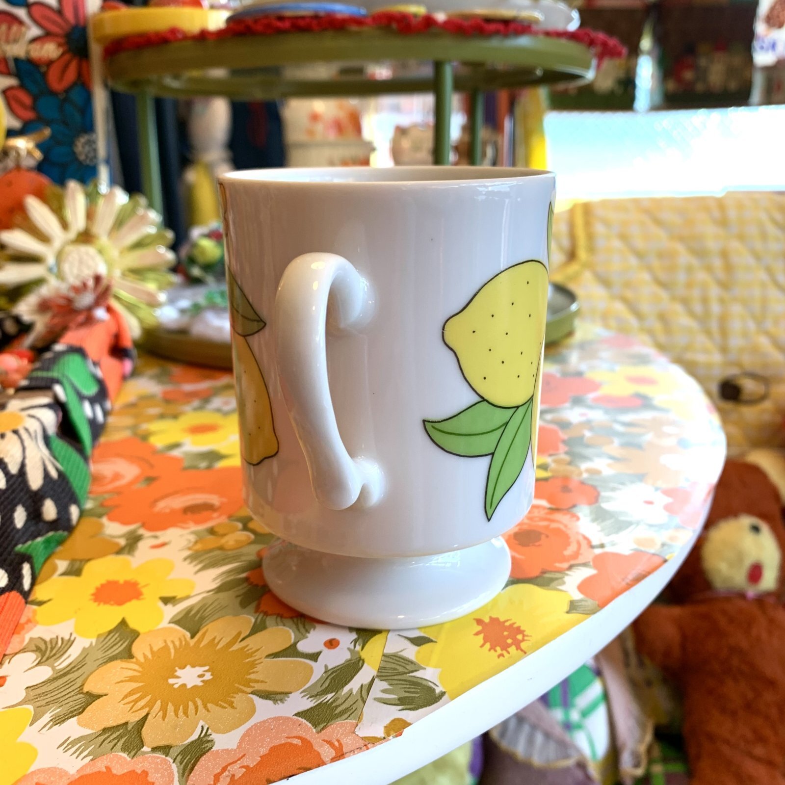 画像: Vintage lemon flower printed stacking mug  B