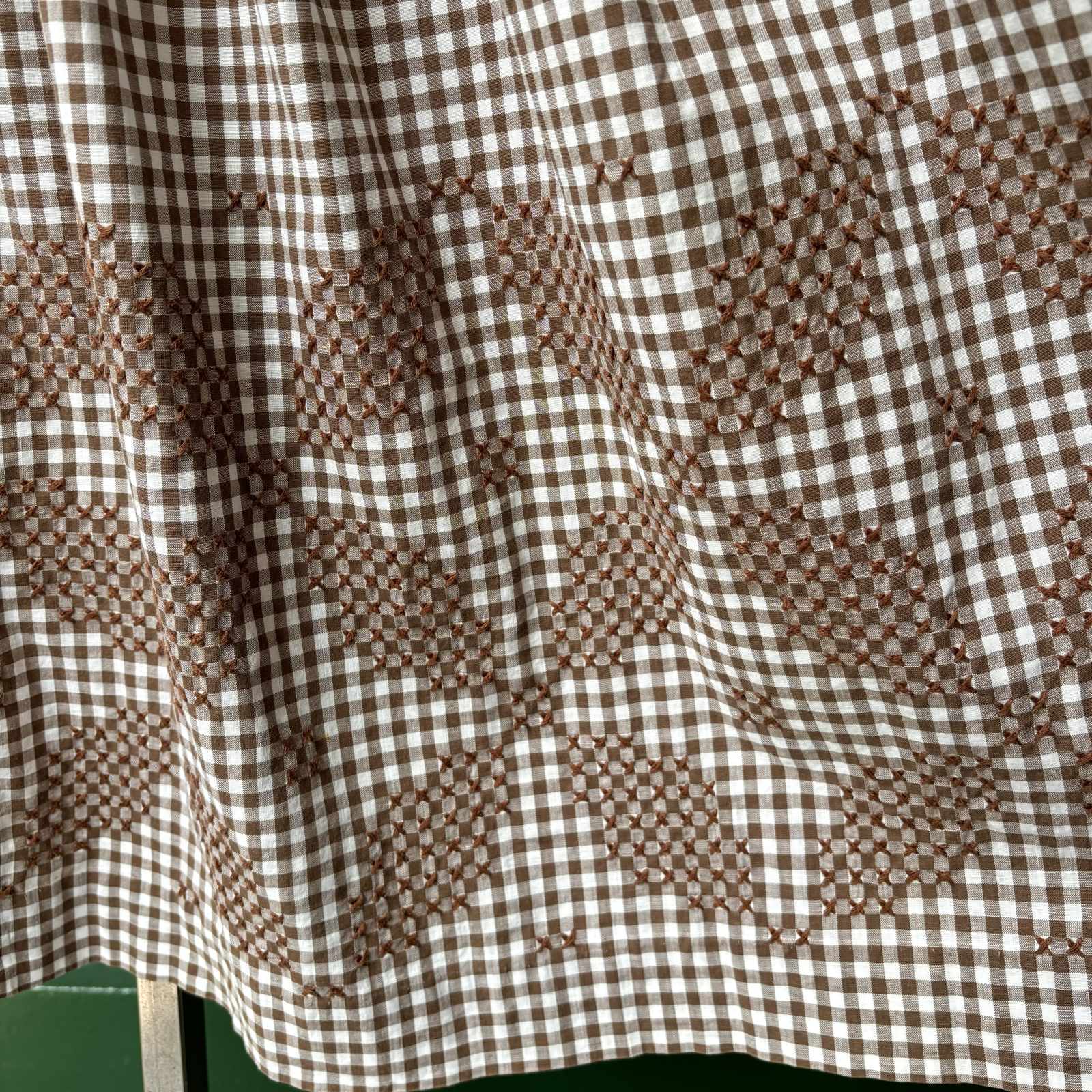 画像: Vintage checkered cross stitch flared skirt