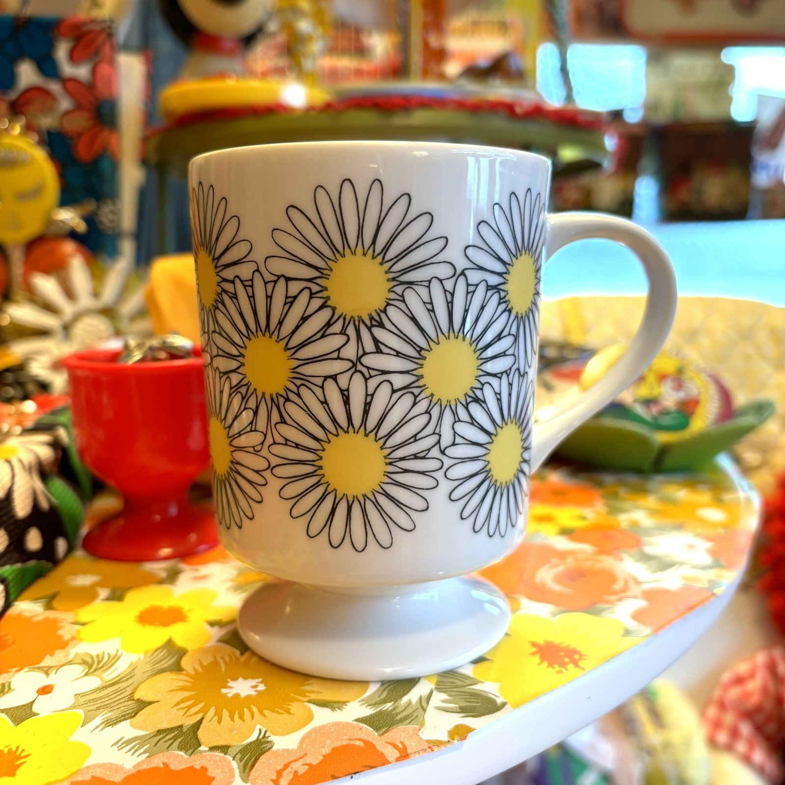 画像: Vintage flower printed stacking mug