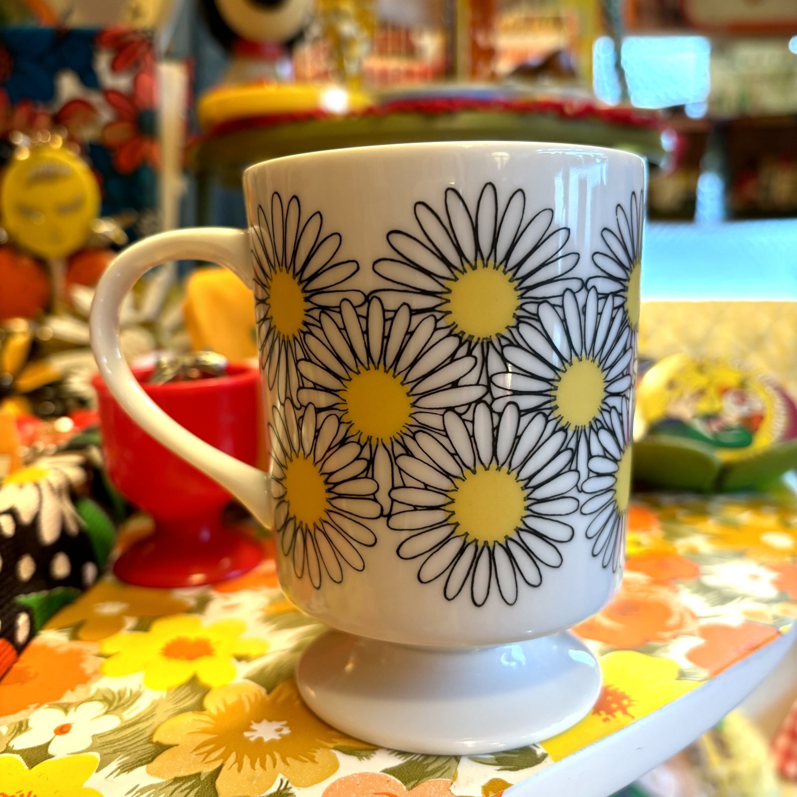 画像: Vintage flower printed stacking mug