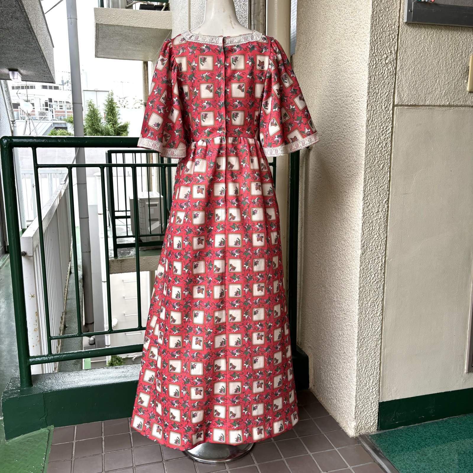 画像: Vintage butterfly printed flaresleeves dress