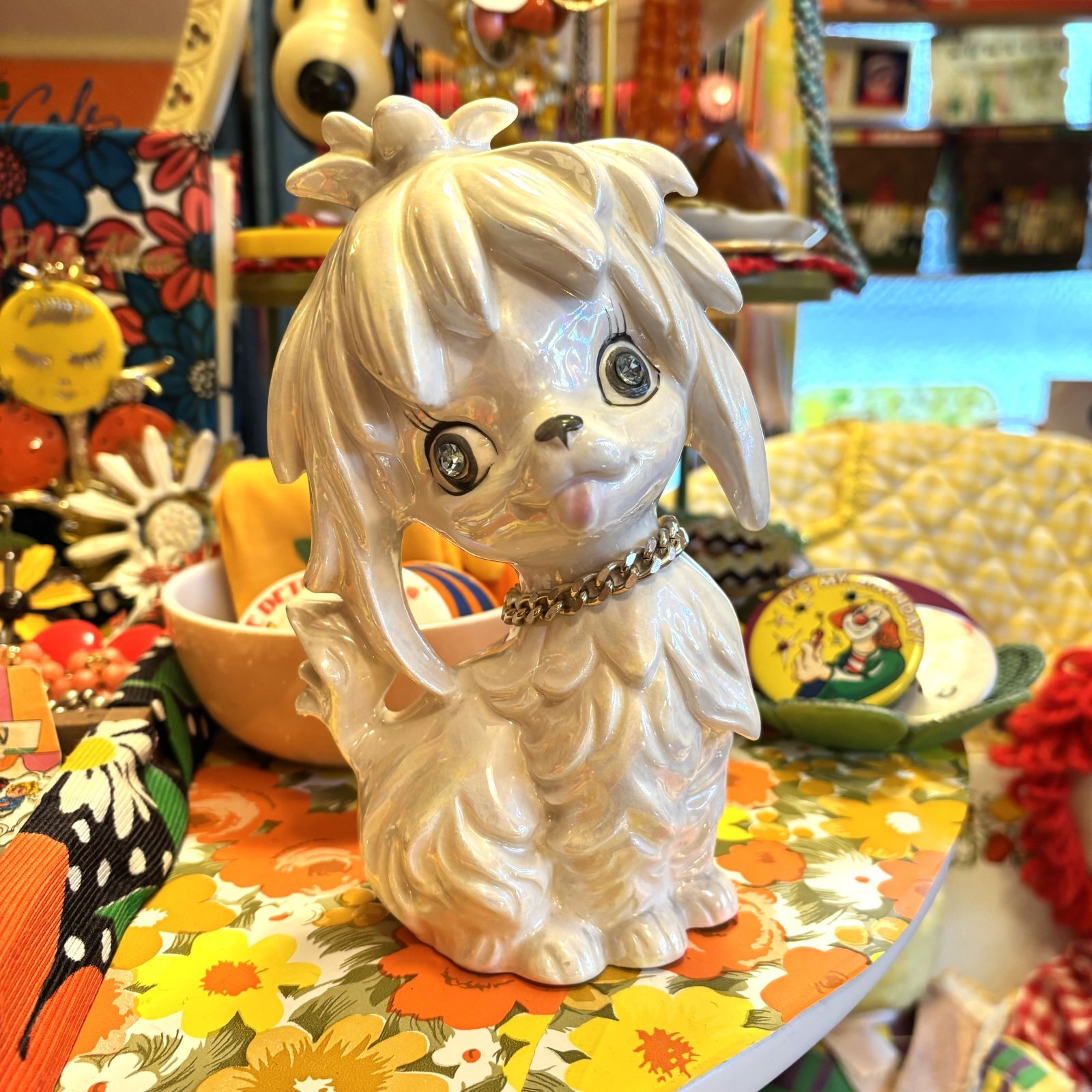 画像: Vintage fusafusa hair dog piggy bank