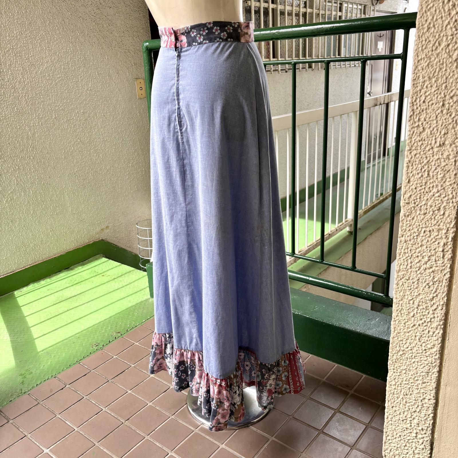 画像: Vintage flower patchwork long skirt