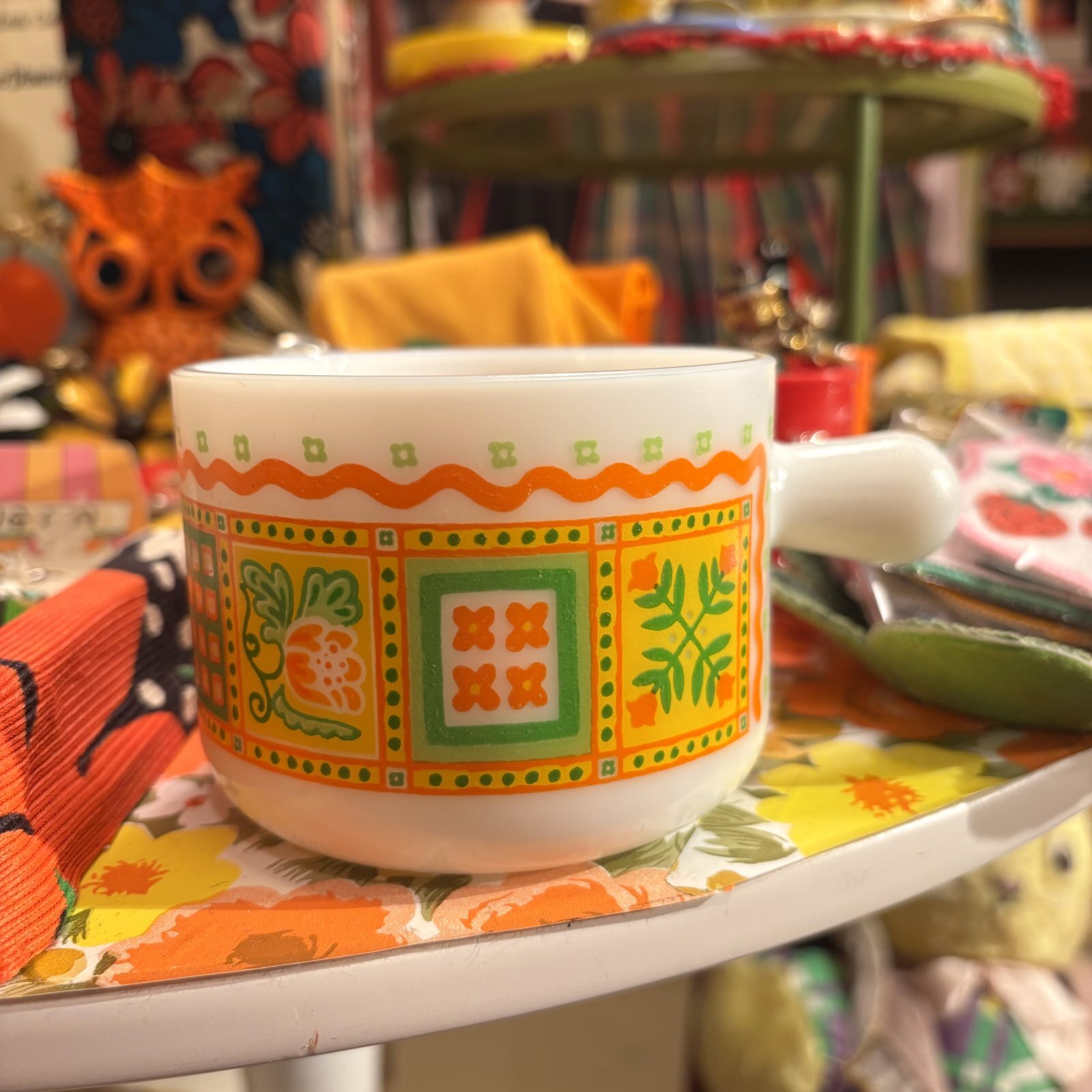 画像: 60'S〜70'S AVON flower printed soup mug