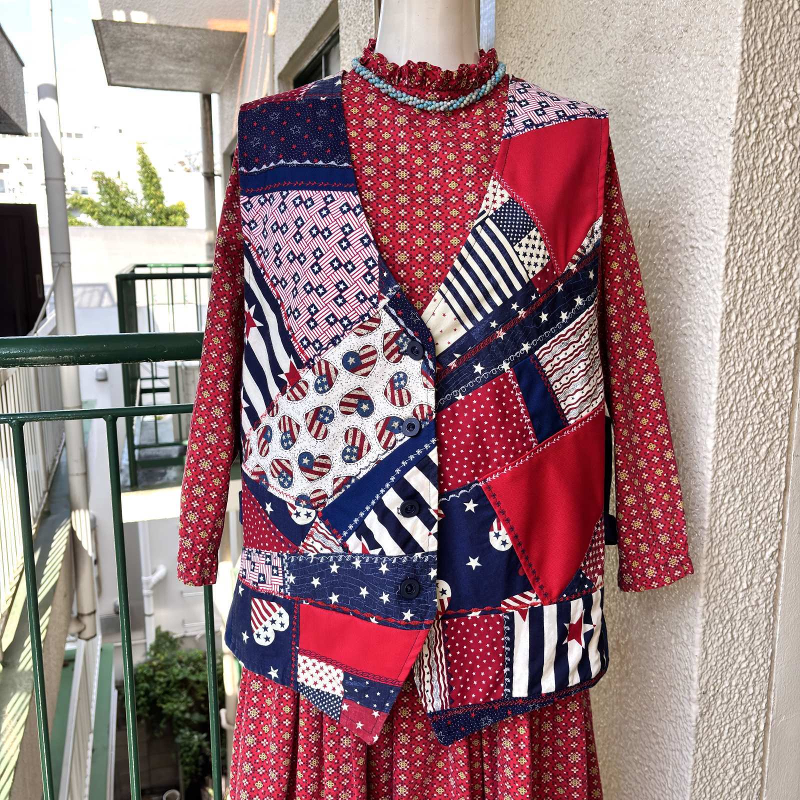 画像: Vintage usa pattern patchwork vest