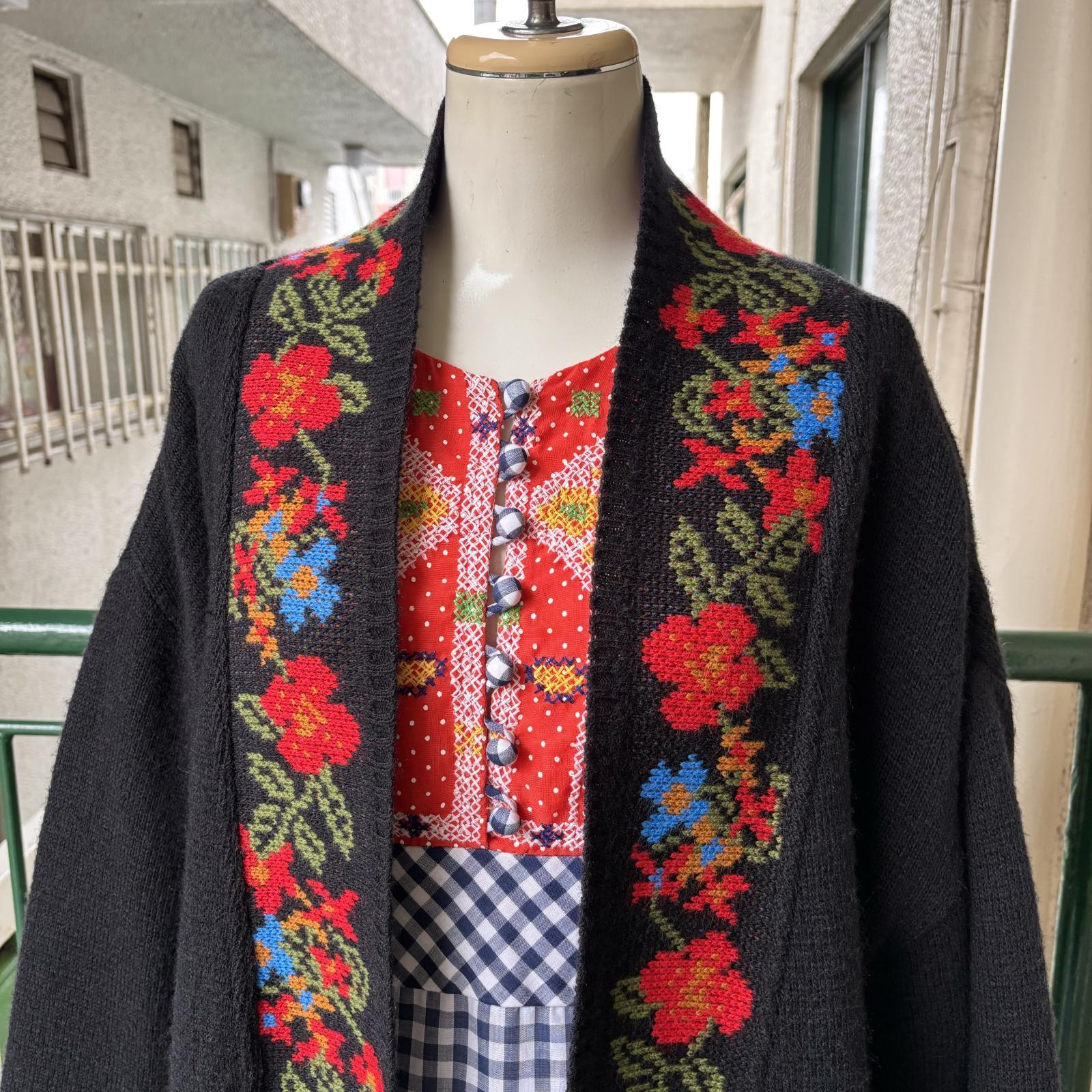 画像: Vintage flower pattern knit cardigan