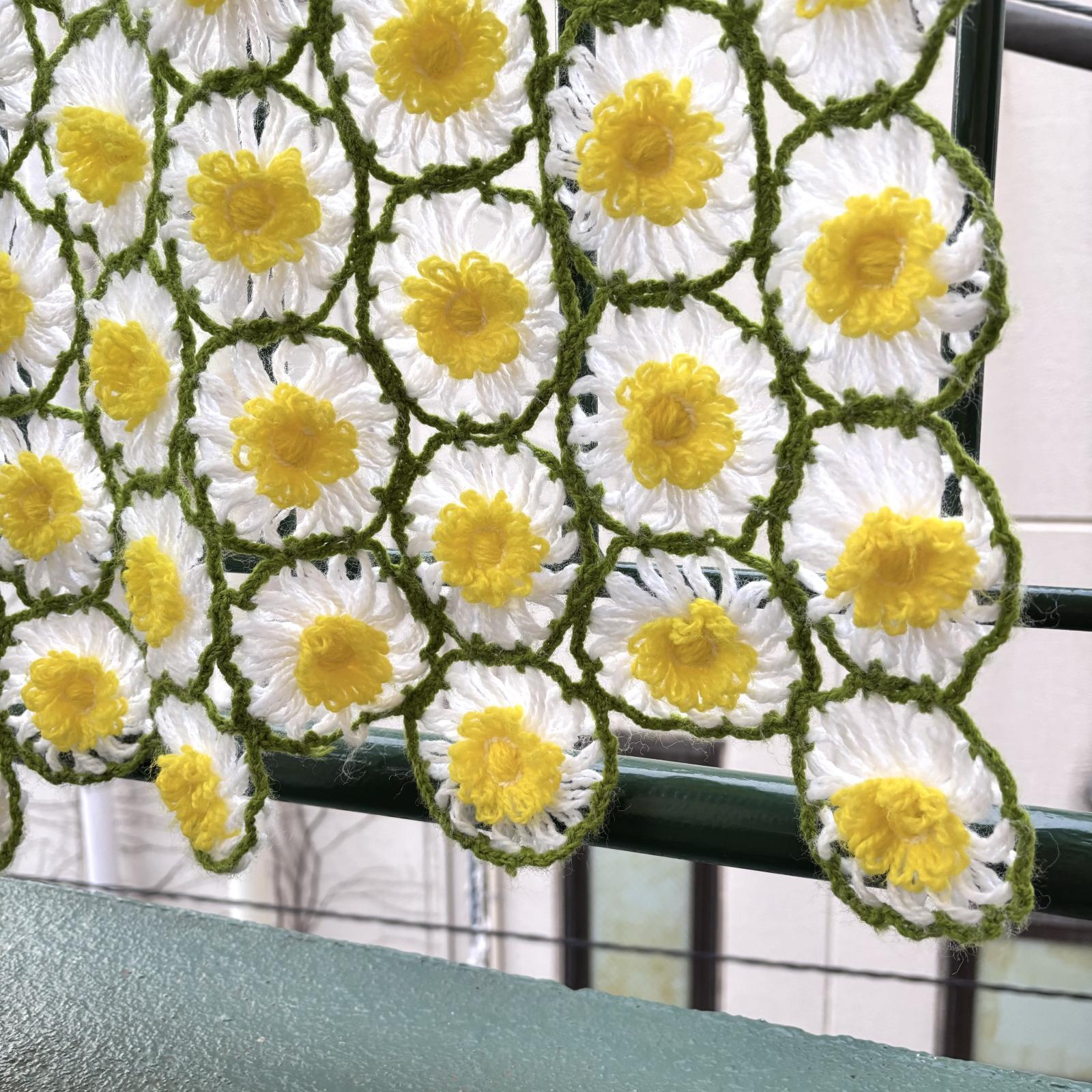 画像: Vintage flower motif knit blanket