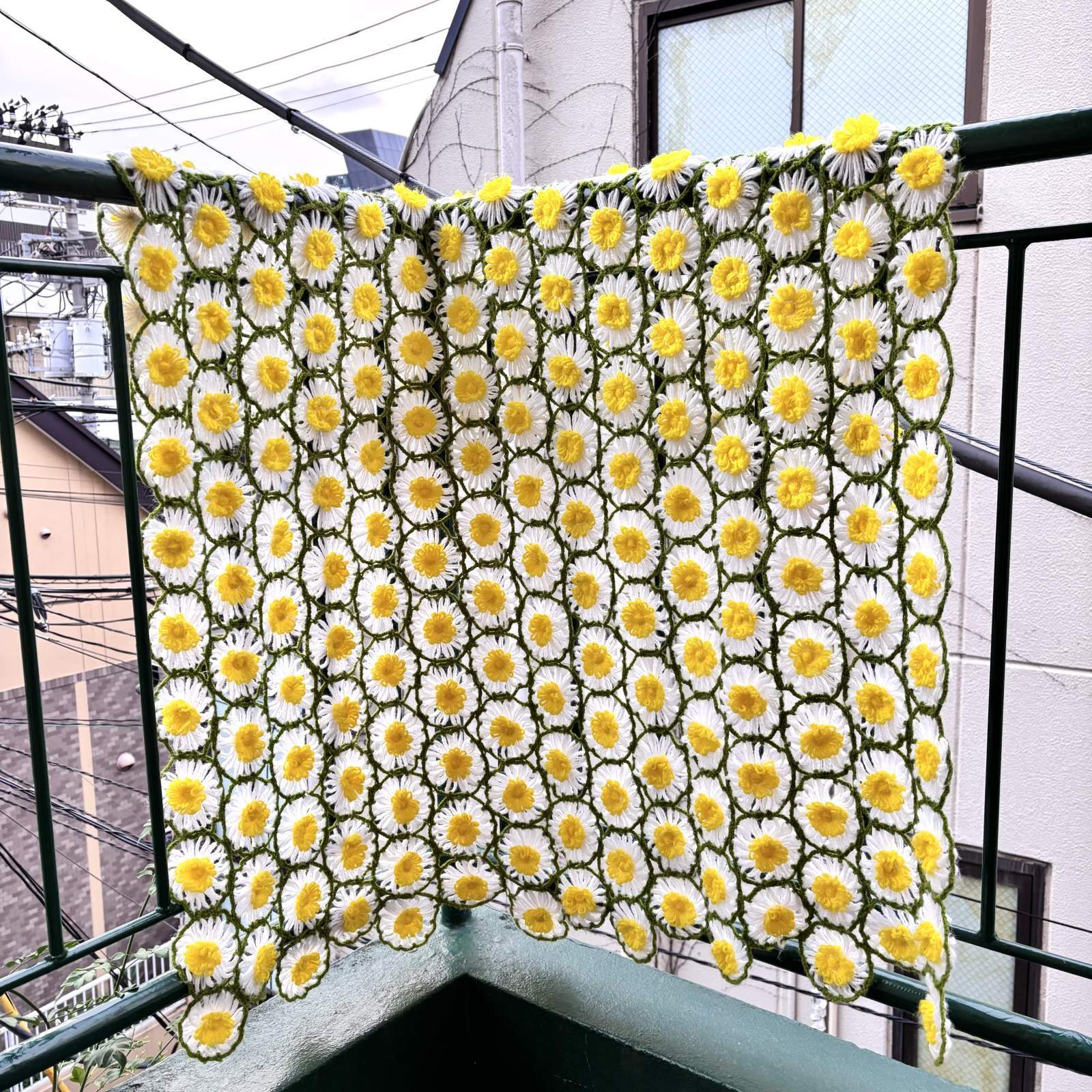 画像: Vintage flower motif knit blanket