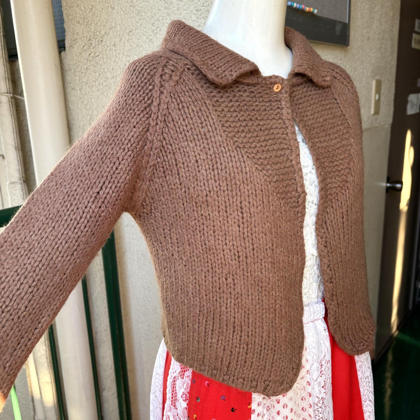 画像: Vintage marron beige knit cardigan