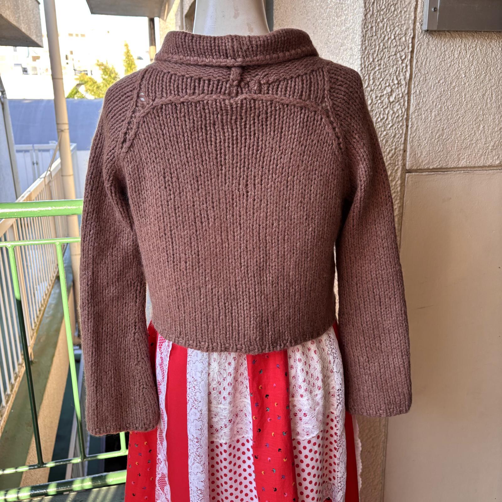 画像: Vintage marron beige knit cardigan