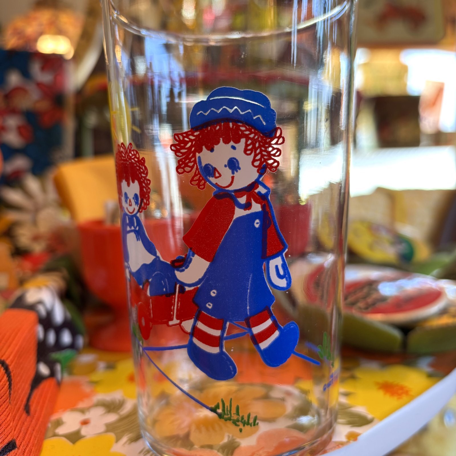 画像: 1977 BOBBS MERRIL Raggedy Ann&Andy glass