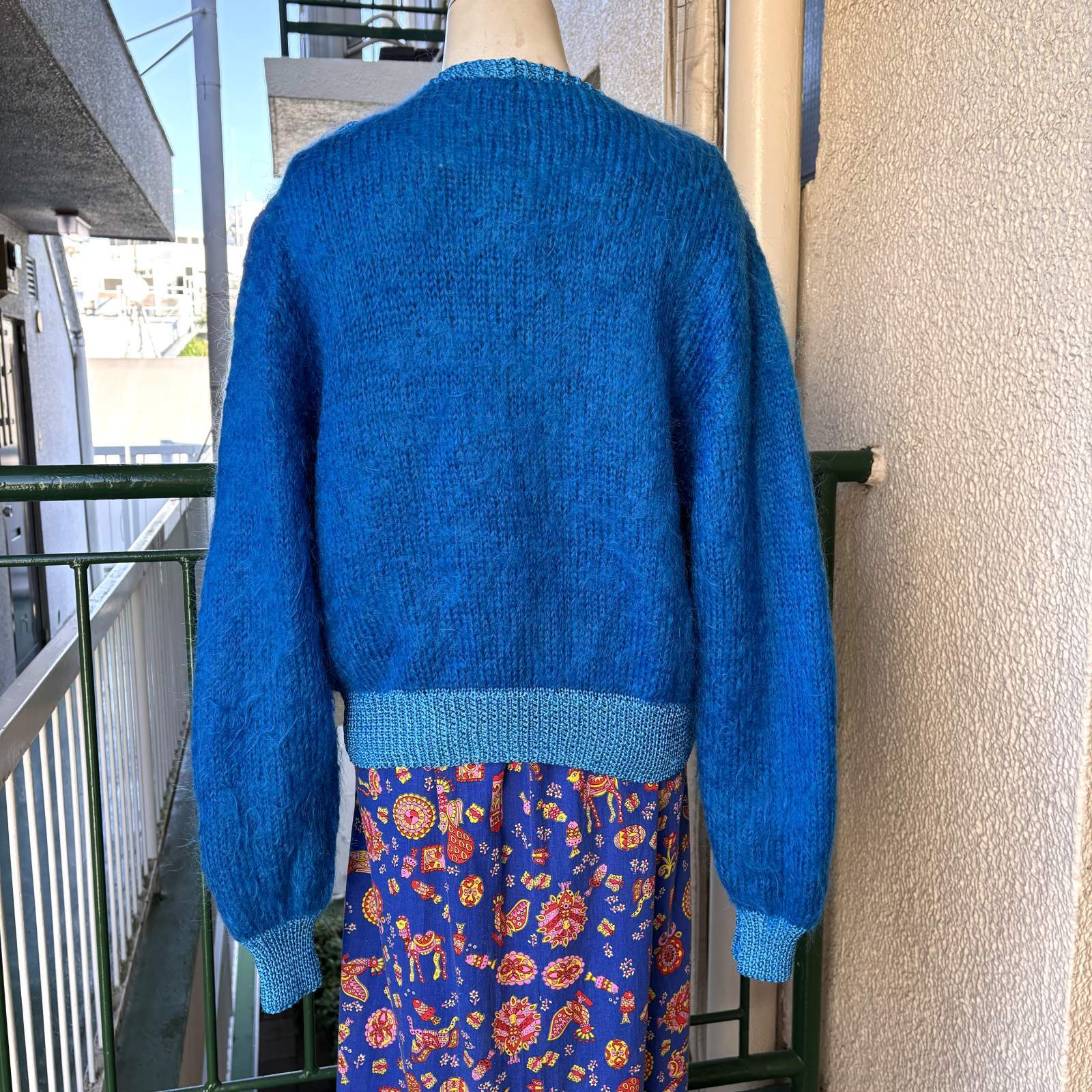 画像: Vintage flower embroidery mohair knit cardigan