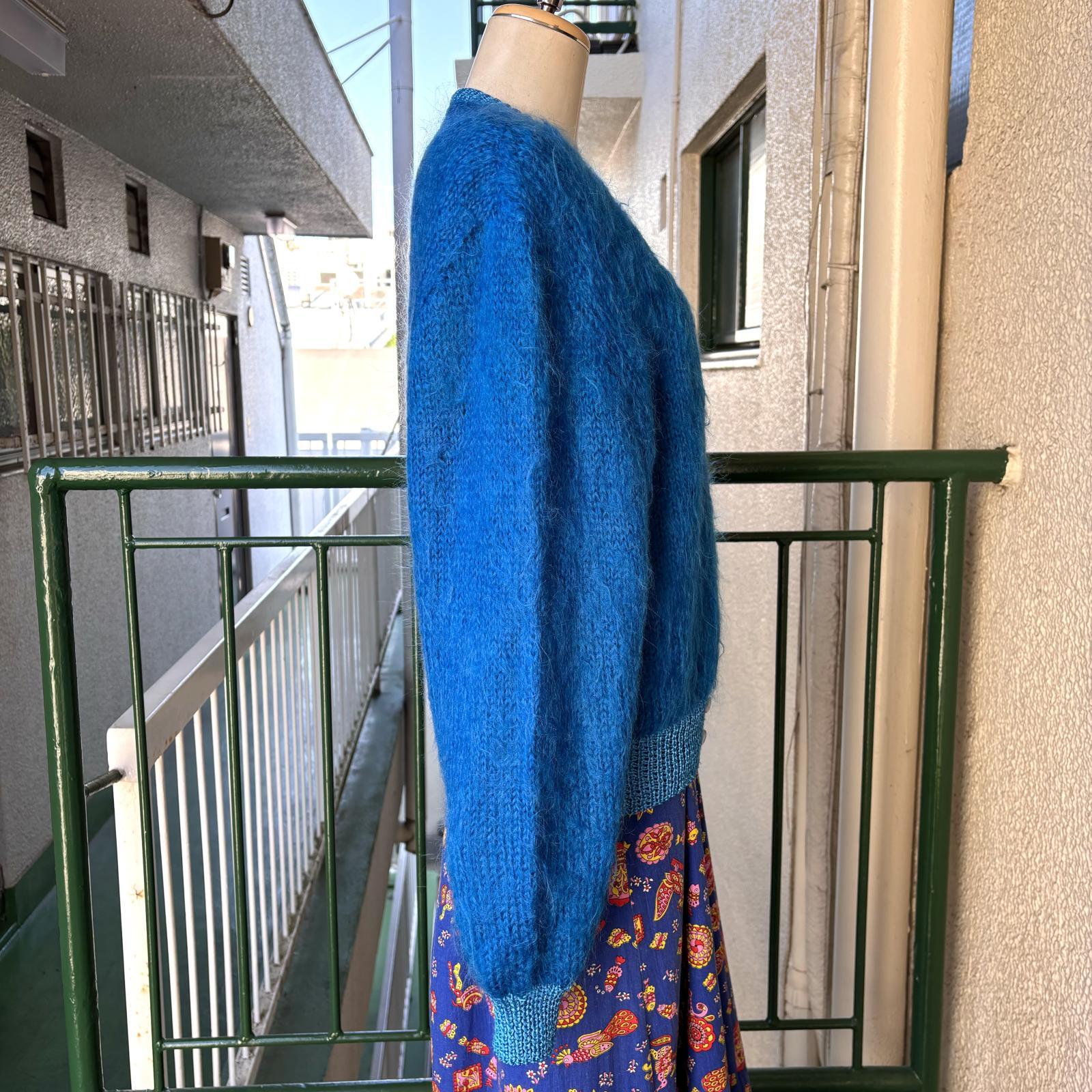 画像: Vintage flower embroidery mohair knit cardigan